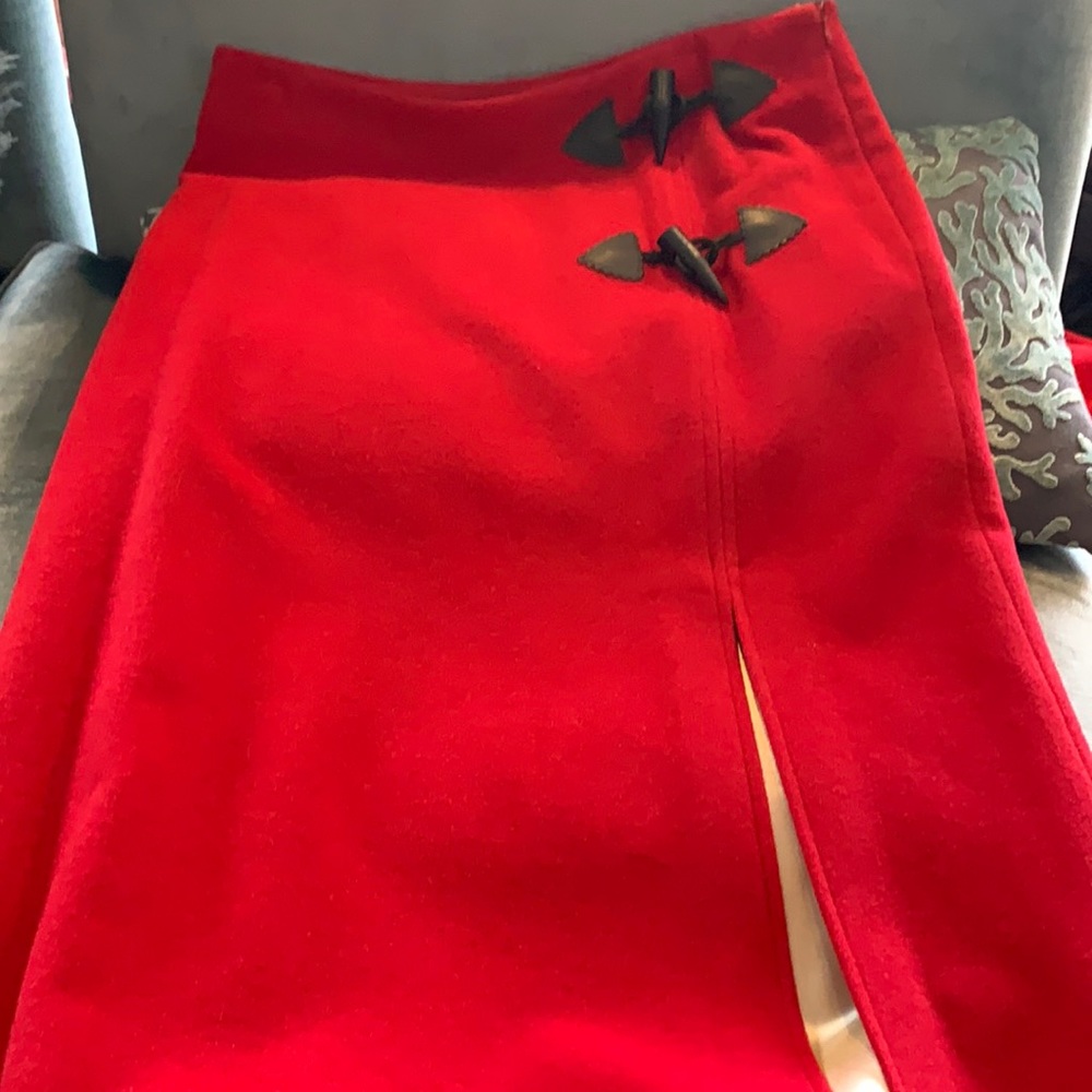 Designer Red Wool MIDI Skirt by Tocca, Sz 10
